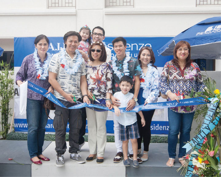 During the blessing ceremony. From left: Exaltacion Robles Joseph, head of the finance department of Sta. Lucia Realty; Zaldy Santos, VP for marketing and operations of Sta. Lucia mall; Michael Robles, VP for sales, Sta. Lucia Land Inc.; Mariza Santos Tan, treasurer/director of Sta. Lucia Land Inc., Ronald Tan; Melinda Bernardino, EVP for finance and admin of Royale Homes Marketing; and Matilde Robles, president of Royale Homes Marketing. Read more at http://www.mb.com.ph/santorini-ideal-lifestyle-within-reach/#oFL3LzdHFSYhZFJb.99